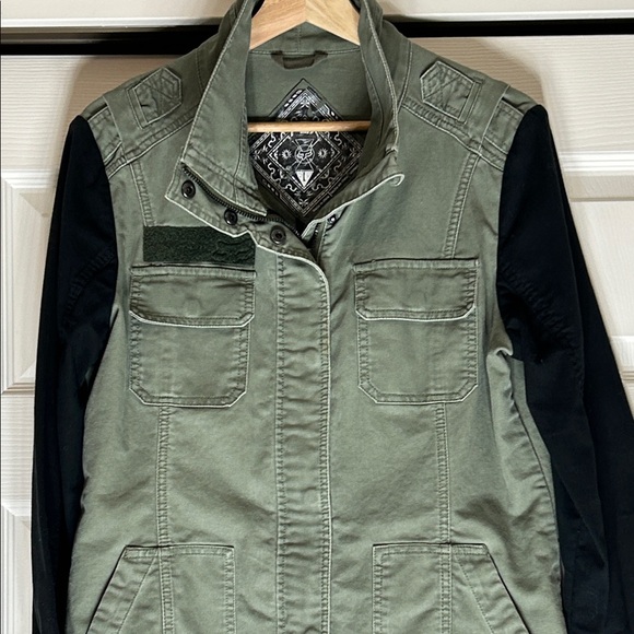Fox Jackets & Blazers - Fox Women's Utility Cargo Jacket Fatigue Denim Snap Button Size Large